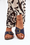 Women's Sandals On Cork Platform With Buckle Blue Vianara