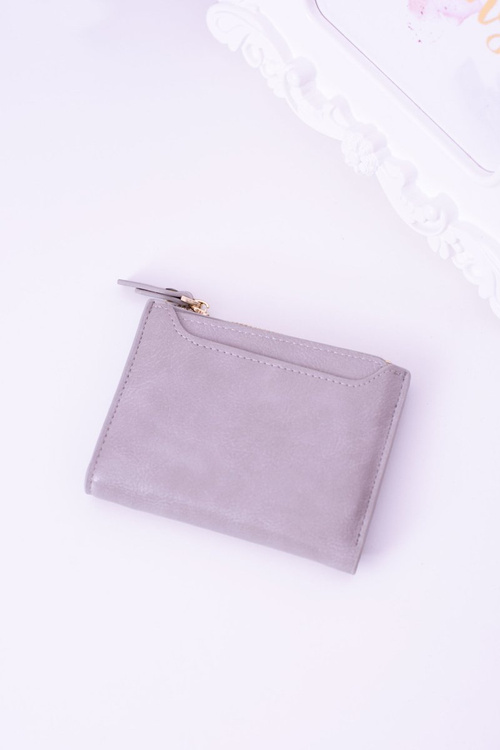 Small Grey Women's Wallet Gold Lock