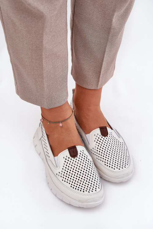 Perforated Ballet Flats Made Of Natural Leather Vinceza 95336 White