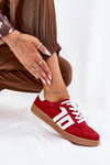 Niskie Buty Sportowe Sneakersy Damskie Zamszowe Czerwone Vinceza 79517