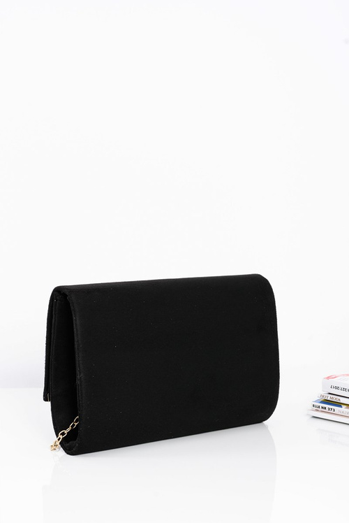 Women's Suede Clutch Bag on a Gold Chain Black