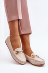 Women's Classic Eco Leather Moccasins in Beige Demese