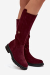 Women's Insulated Boots Flat Heel Eco Suede Bordeaux Delyssa