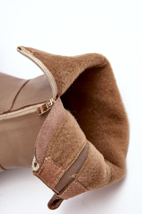 Women's Leather Boots On Massive Heel Dark Beige Lemar Odennia