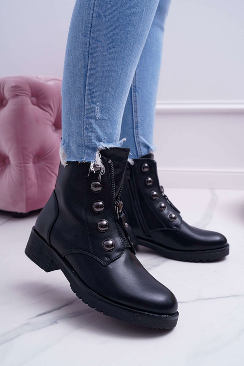 Women's Flat Heel High Boots Black Yulio