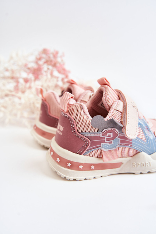 Buty Sportowe Dziecięce Materiałowe Rzep Różowe Nathine