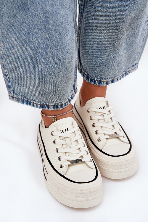 Women's Leather Sneakers On Platform GOE RR2N4106 White
