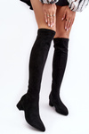 Women's Knee-High Boots On Low Heel Black Maidna
