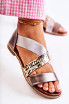 Leather Sandals With Drawstrings Gold Apulia