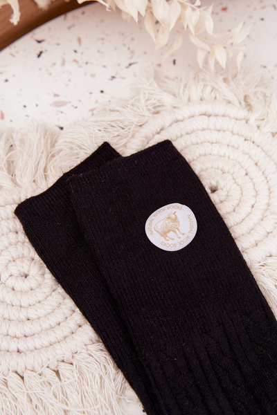 Long Women's Socks With Wool Black