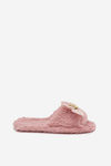 Furry Women's Slippers with Bow and Gold Decoration Pink Nolara