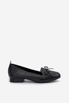 Lacquered Perforated Ballet Flats With Bow Eco Leather Black Amepitrea