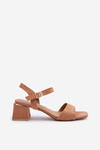 Women's Block Heel Sandals in Camel Eco Suede Leisha