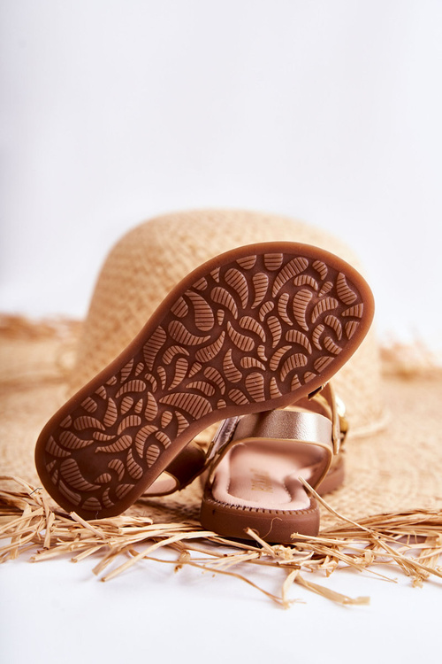 Children's Sandals With Velcro Gold Layra