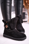 Women's Snow Boots Suede with Fur Black Button