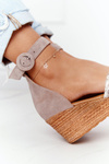 Suede Wedge Sandals Maciejka 04565-04 Beige-Gold