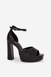 Ladies Sandals On Heel And Platform Eco Leather White Lomman