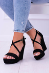 Women's Black Suede Anchor Sandals Eline