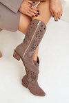 Suede Boots With Perforated Shaft Brown Zazoo 3609
