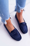 Women's Suede Moccasins Navy Blue Merlonte