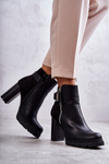 Leather Boots On High Heels With A Decorative Zipper Black Rosita
