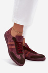 Zazoo N1068 Suede Low Women's Sneakers Burgundy