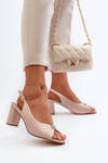 Elegant Sandals with Stiletto Heel and Beige Decoration Trasea
