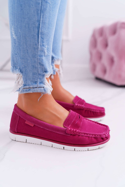 Women's Suede Leather Fuchsia Lauren moccasins