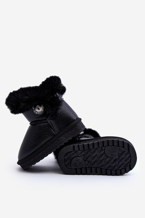 Lined Snow Boots with Fur Black Bessie