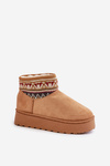 Women's Snow Boots With A Pattern Insert On A Platform Camel Avatharia