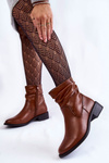 Women's Crinkled Flat Heel Boots Brown Sersa