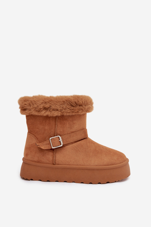 Women's Snow Boots On Platform With Buckle And Fur Camel Jesella