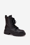 Insulated Women's Boots with Decorative Lacing Black Elindra