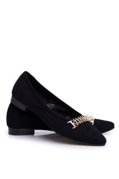 Eleganckie Zamszowe Baleriny Czarne Nicole 2466