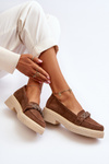 Zazoo 3429/W Women's Suede Moccasins With Decoration Brown