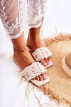 Women's Classic Slippers With Pearls Beige Calipso