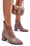 Leather Boots On Heel SBarski MR870-96 Beige