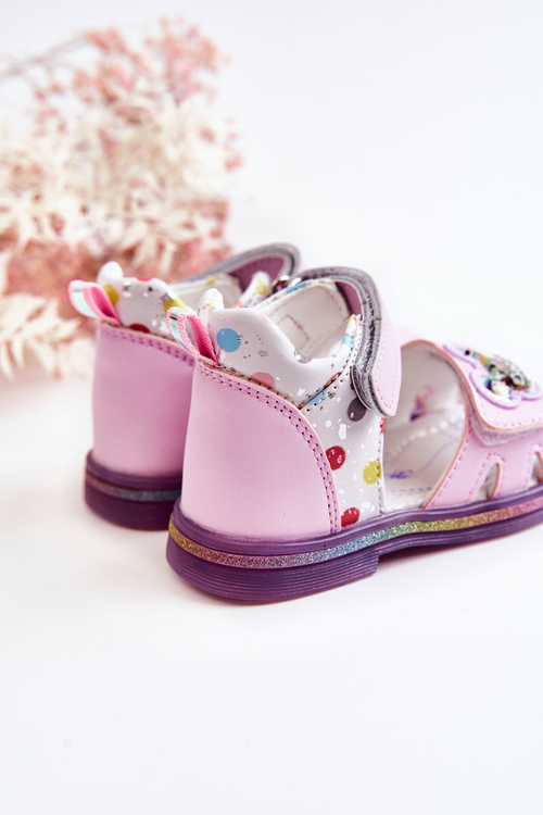 Leather Children's Sandals Purple Dotty