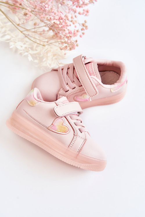 Children's Leather Sport Shoes With Velcro Pink Baylene