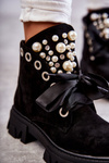 Suede Warm Boots With Pearls Black Roco