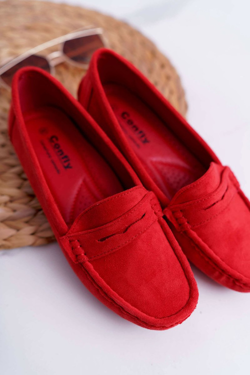 Women's Lightweight Eco-suede Moccasins Red Limez