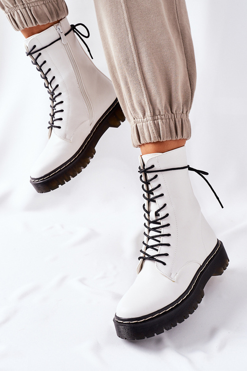 Women's Biker Boots White Corydon