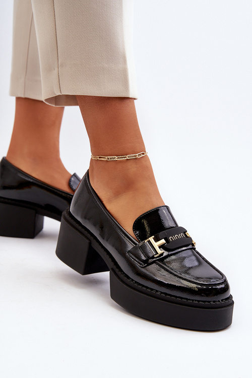 Women's Loafers on Chunky Heel Black Ridulvi