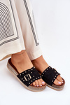 Women's Platform Sandals With Buckle And Studs Black Nusithia