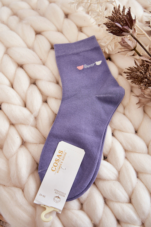 Women's Plain Cotton Cosas Socks Violet