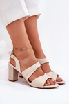 Ladies Sandals On Heel Beige Sergio Leone SK866