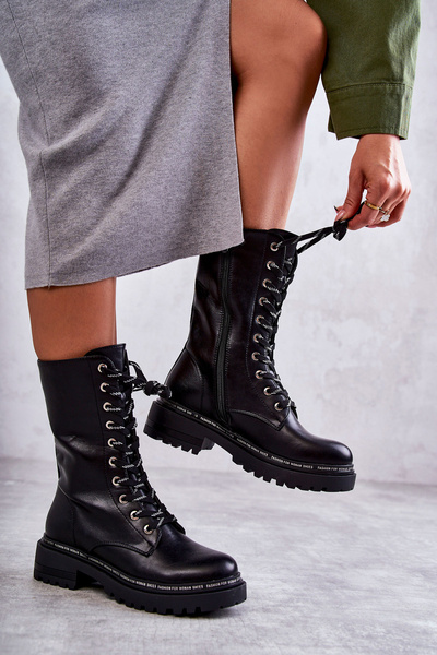 High Warm Women's Boots Tied Black Darla