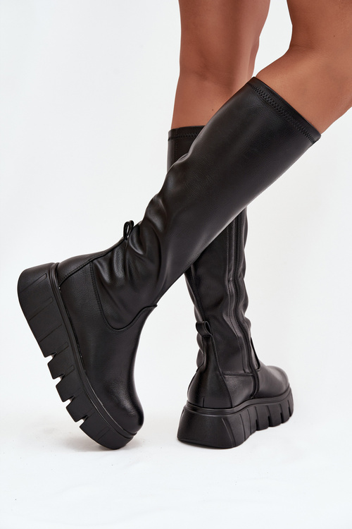 Women's Platform Boots with Zipper Vinceza 58553 Black