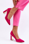 Classic Suede Pumps On A Decorative Heel Fuchsia Elizabeth 