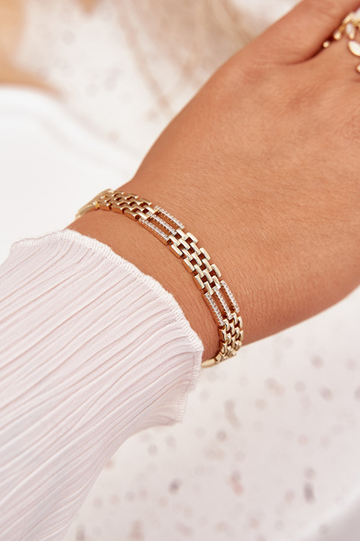 Damska Bransoletka Stal Chirurgiczna Cyrkonie Zlota